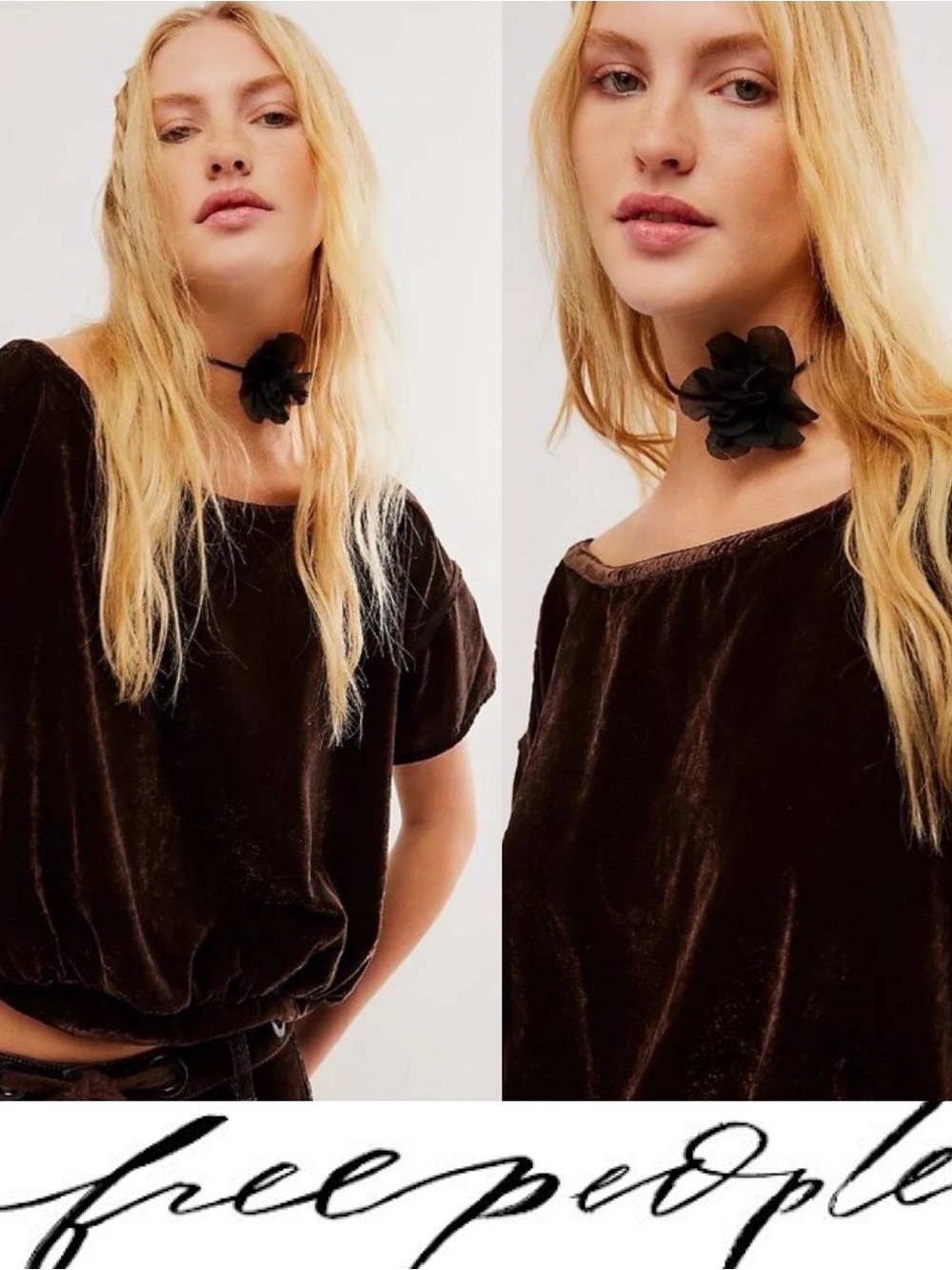 Free People/ We The Free Cloud Nine Velvet Top in chocolate brown ❤️ NWOT